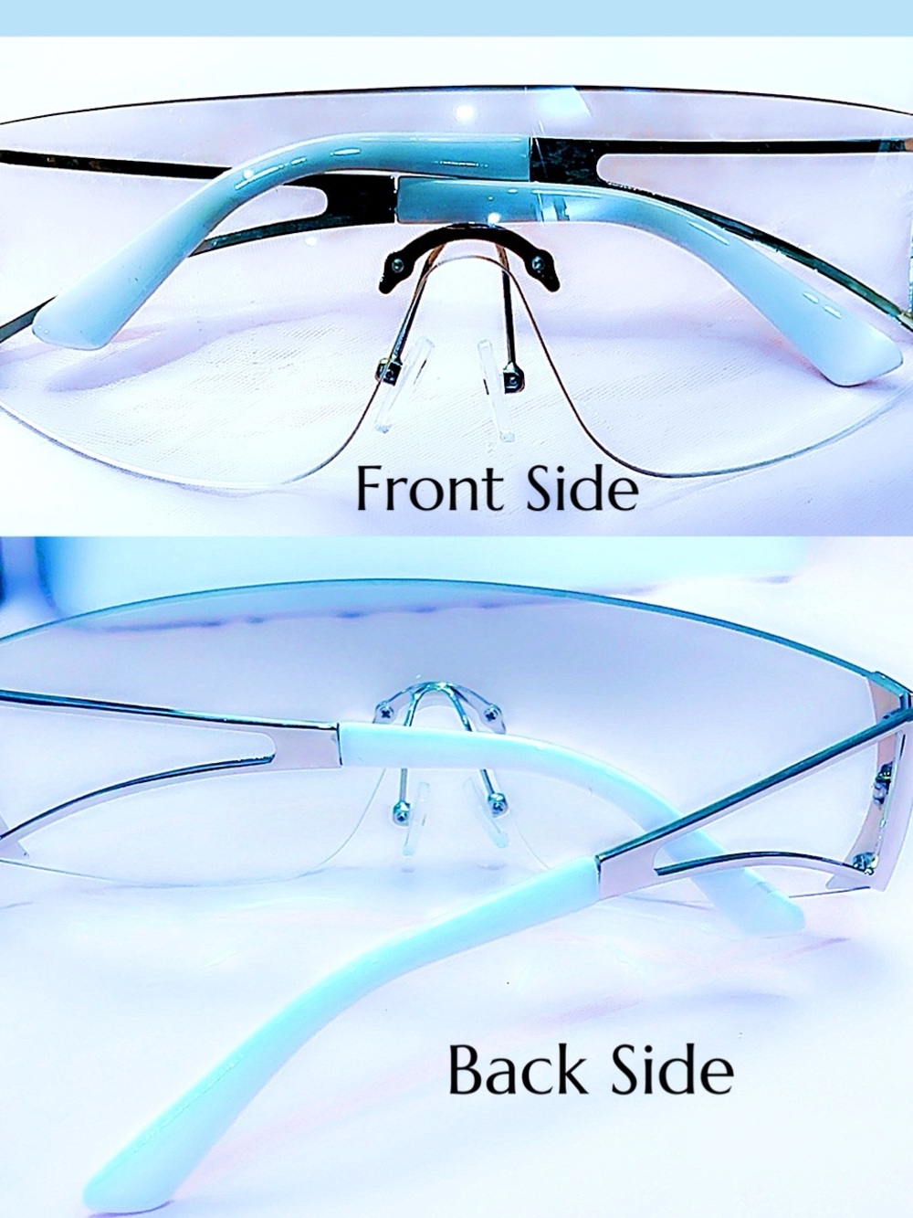 Sleek Light Blue Rimless Women's Sunglasses